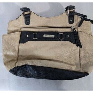 Jaclyn Smith Women's tan/black Tote Shoulder Bag Handbag.